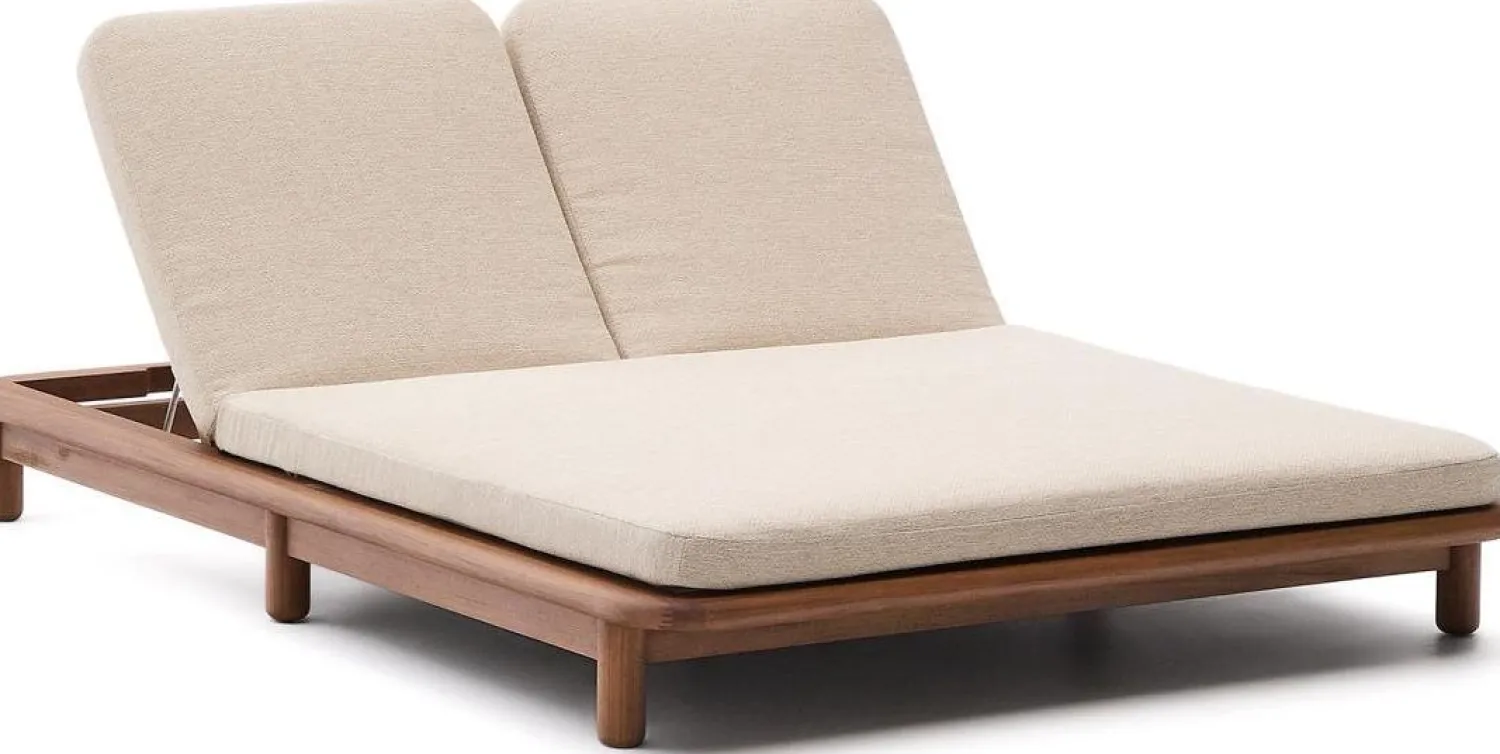 Tuinstoelen-Kave Home Turqueta 2-persoons Ligstoel Bruin, Beige