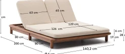 Tuinstoelen-Kave Home Turqueta 2-persoons Ligstoel Bruin, Beige