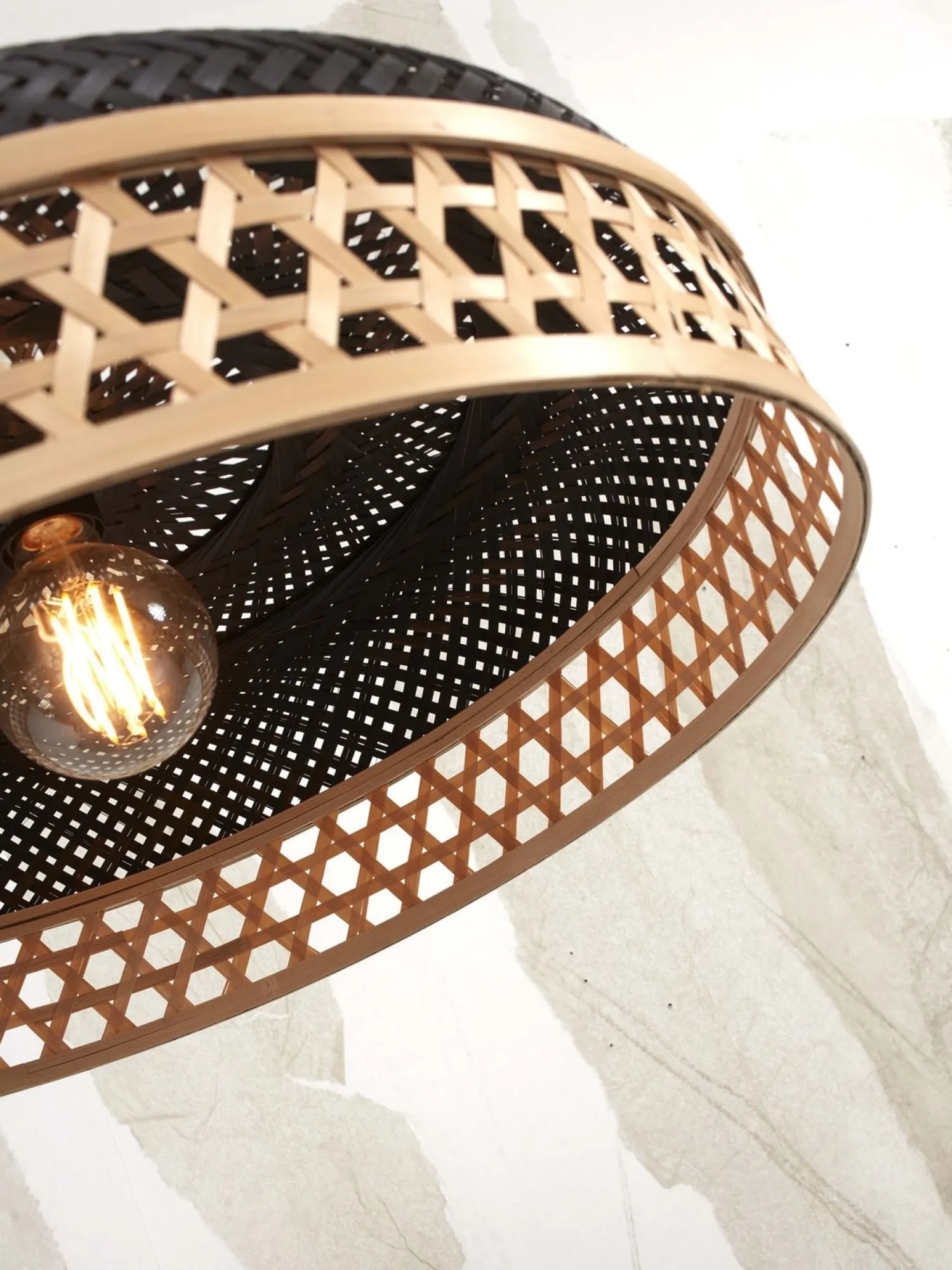 Hanglampen|Hanglampen-Good&Mojo Ubud Set van 2 Hanglamp Natural, Black