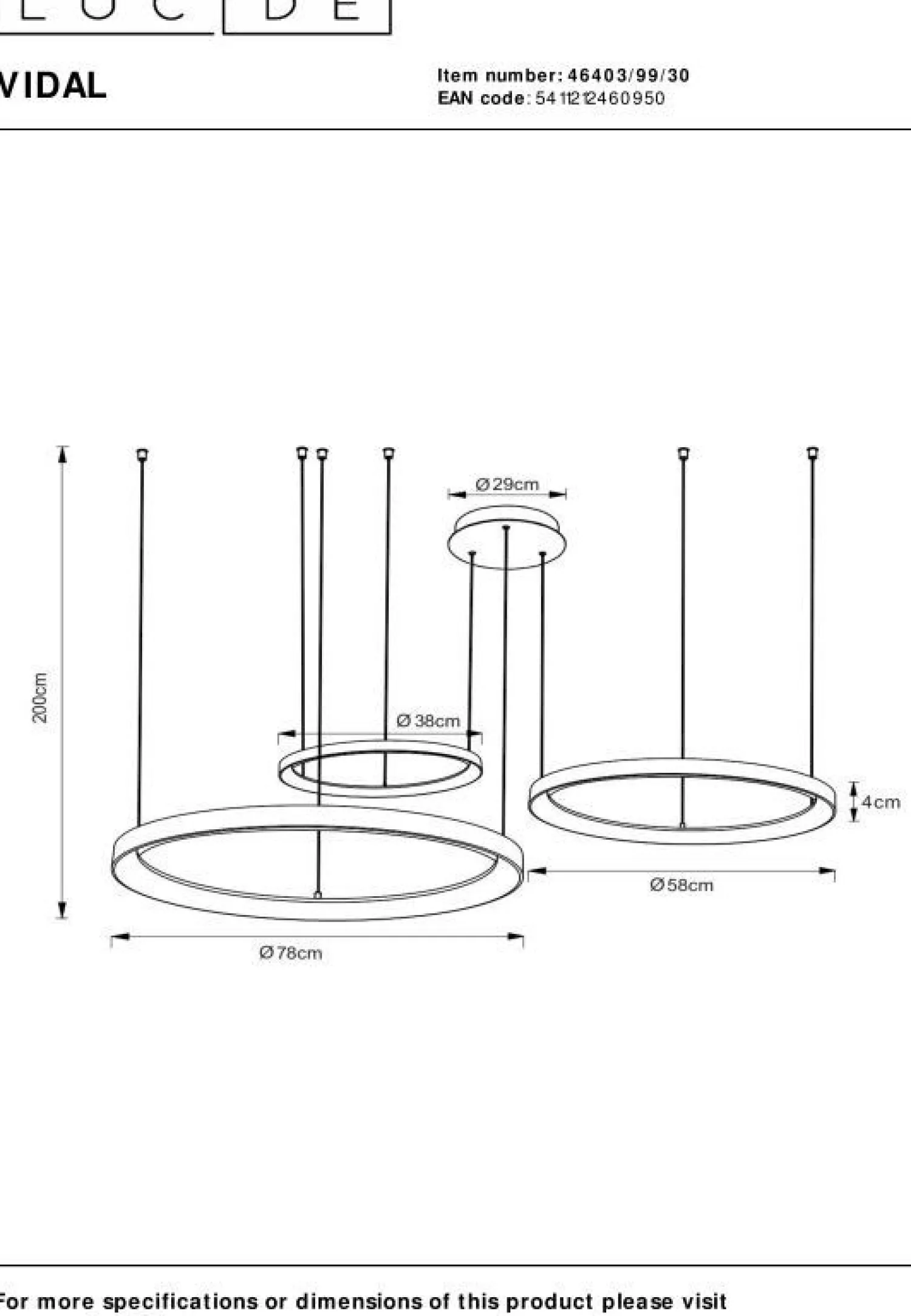 Moderne Hanglampen|Moderne Hanglampen-Lucide Vidal Hanglamp Zwart