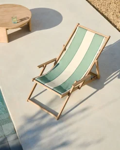 Tuinstoelen-Kave Home Vilara Strandstoel Beige, Groen