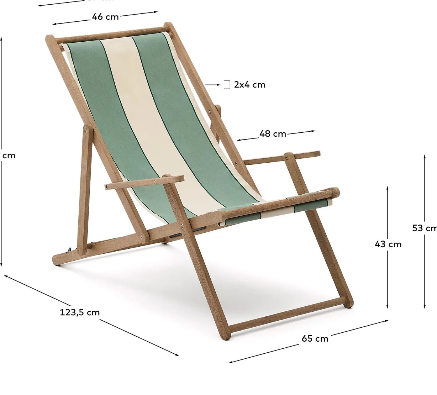 Tuinstoelen-Kave Home Vilara Strandstoel Beige, Groen