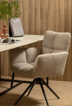Draaibare Eetkamerstoelen|Eetkamerstoelen Met Armleuning-WOOOD Vinny Eetkamerstoel Sand