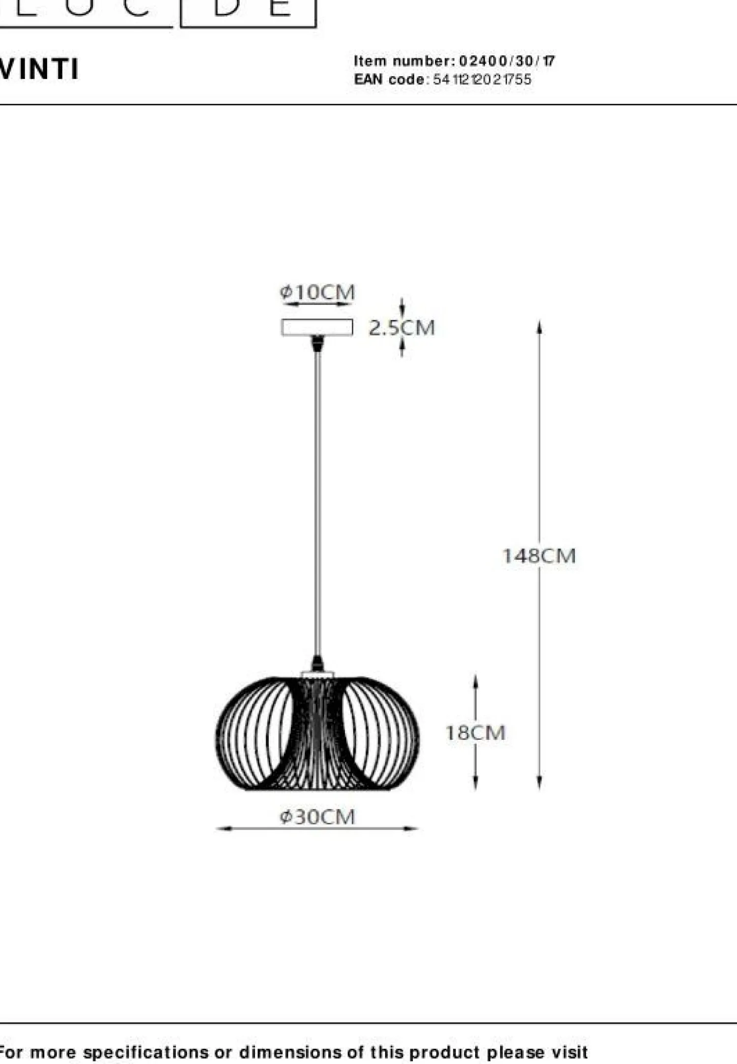 Hanglampen|Hanglampen-Lucide Vinti Hanglamp Koper, Zwart