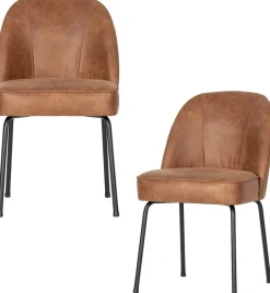 Eetkamerstoelen Zonder Armleuning-WOOOD Vogue Eetkamerstoel Cognac