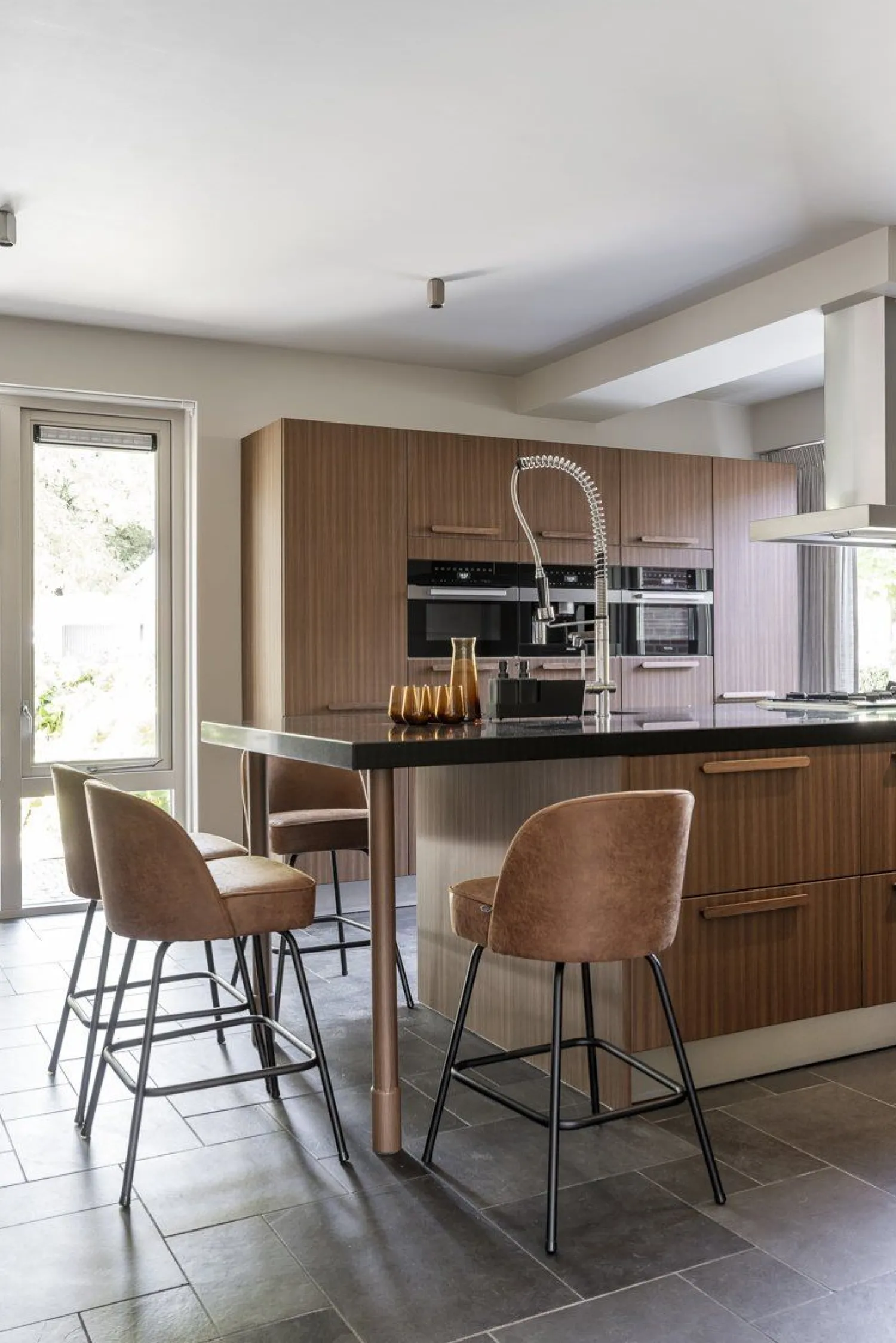Leren Barkrukken-WOOOD Vogue Laag Barstoel Cognac