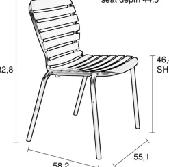 Tuinstoelen|Eetkamerstoelen Zonder Armleuning-Zuiver Vondel (set van 2) Eetkamerstoel Black