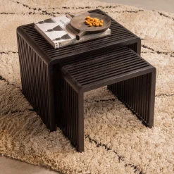Houten Bijzettafels-WOOOD Willa Bijzettafelset Black