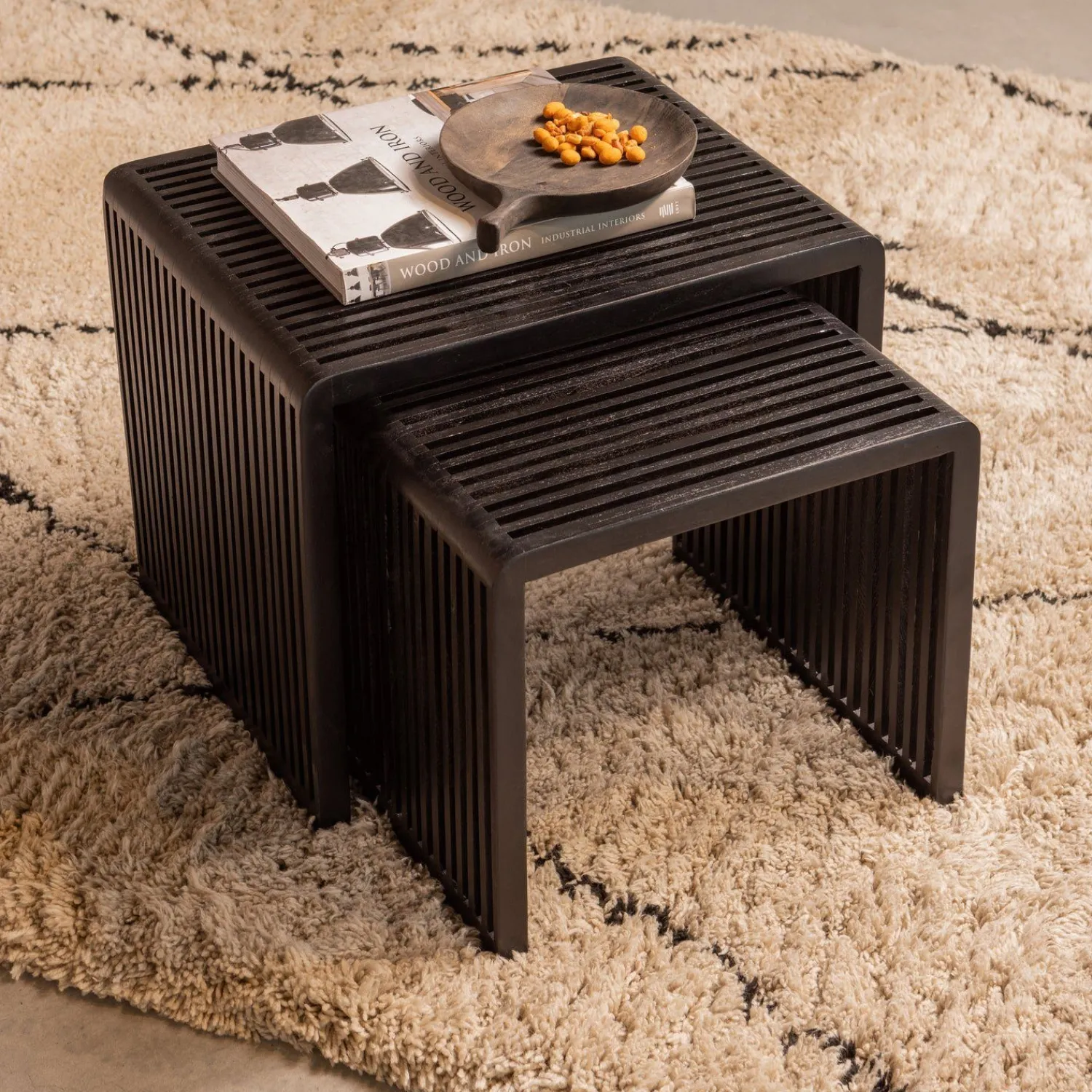 Houten Bijzettafels-WOOOD Willa Bijzettafelset Black