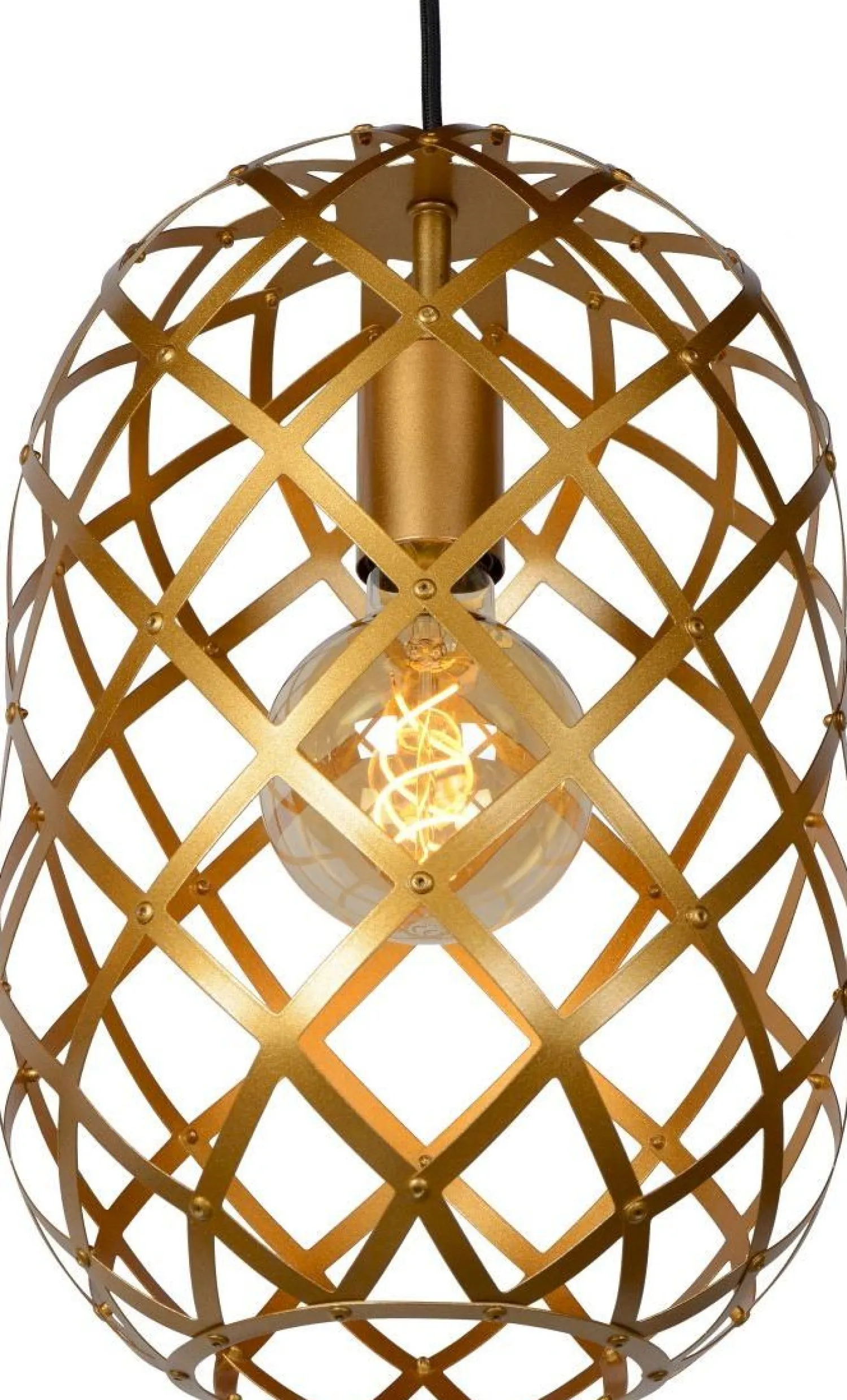 Hanglampen|Hanglampen-Lucide Wolfram Goud Hanglamp Goud, Zwart