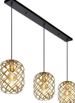Hanglampen|Hanglampen-Lucide Wolfram Goud Hanglamp Goud, Zwart