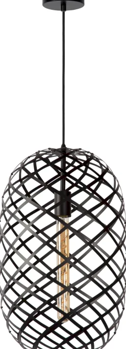 Industriële Hanglampen|Industriële Hanglampen-Lucide Wolfram Hanglamp Zwart