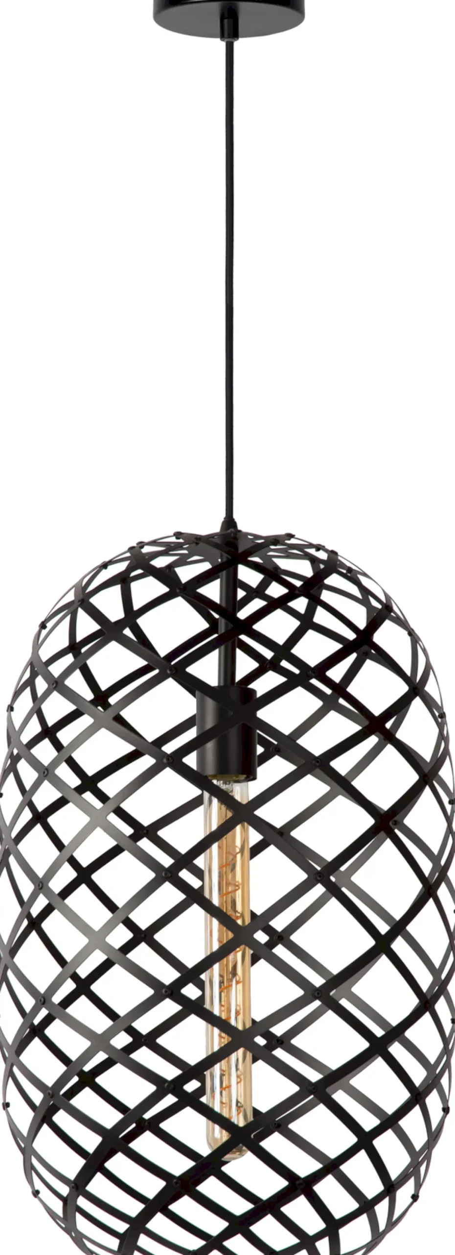 Industriële Hanglampen|Industriële Hanglampen-Lucide Wolfram Hanglamp Zwart