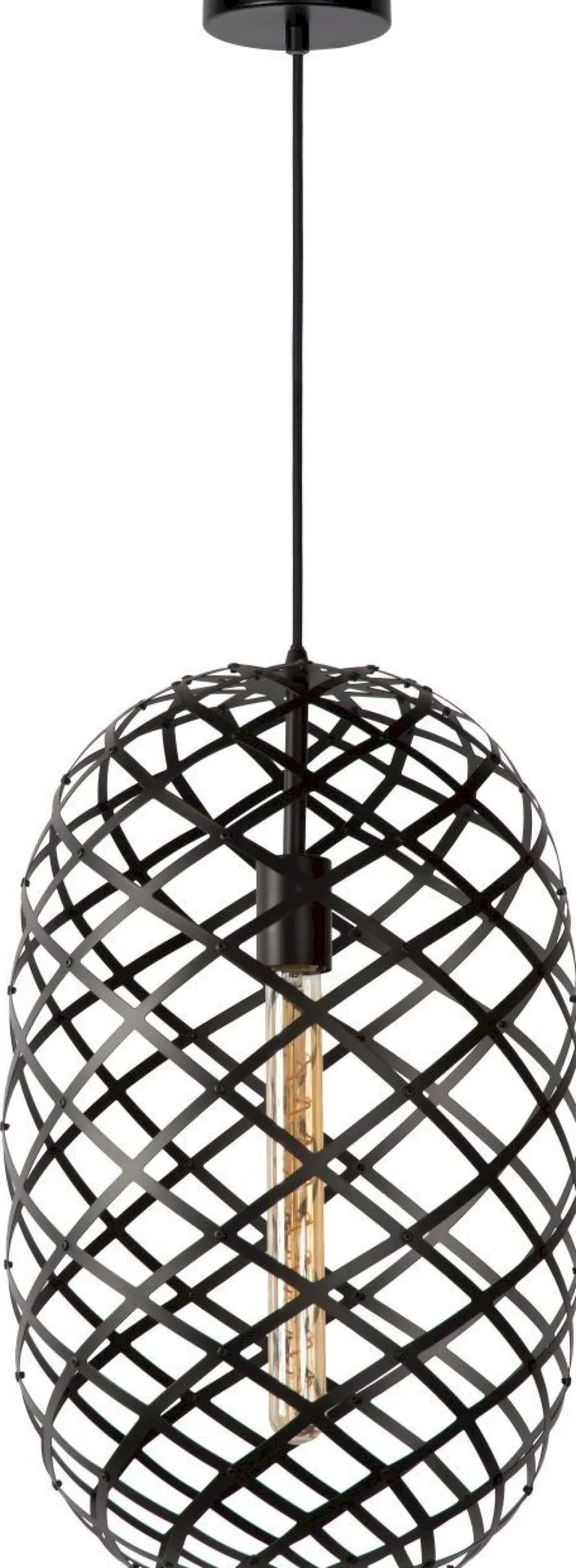 Industriële Hanglampen|Industriële Hanglampen-Lucide Wolfram Hanglamp Zwart