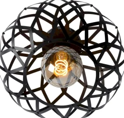 Industriële Plafondlampen|Plafondlampen-Lucide Wolfram Plafondlamp Zwart