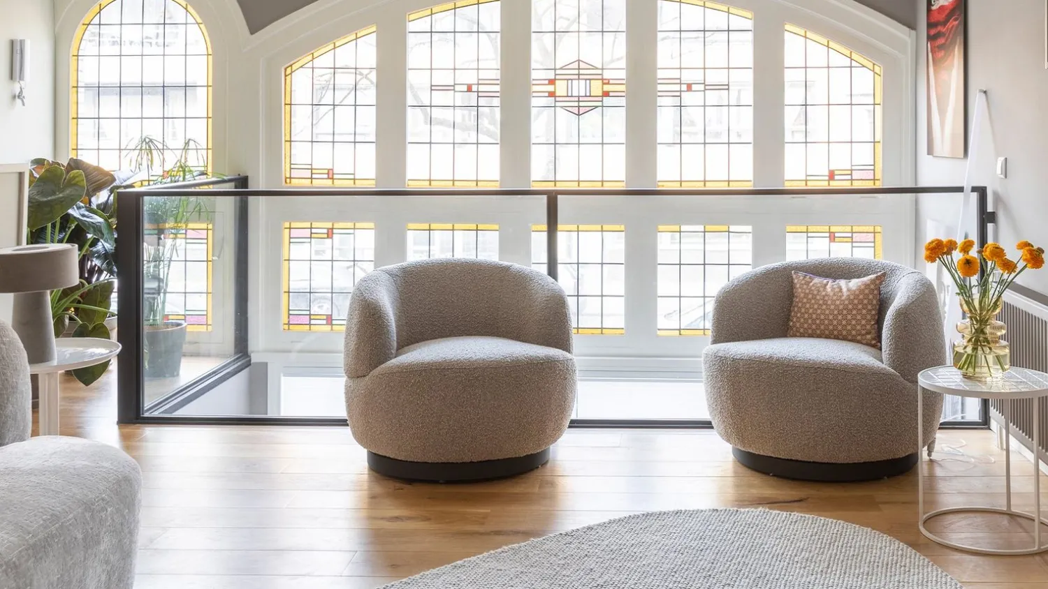 Ronde Fauteuils|Draaifauteuils-WOOOD Woolly Draaifauteuil Naturel