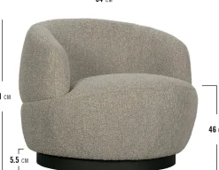 Ronde Fauteuils|Draaifauteuils-WOOOD Woolly Draaifauteuil Naturel