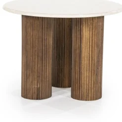 Marmeren Bijzettafels|Ronde Bijzettafels-Eleonora Xavi Bijzettafel Wit, Naturel
