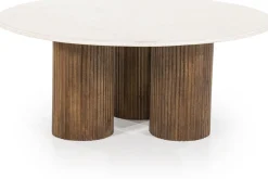 Marmeren Salontafels|Ronde Salontafels-Eleonora Xavi Salontafel Wit, Naturel