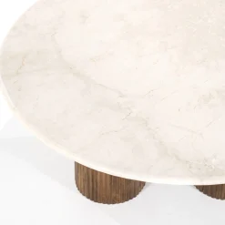 Marmeren Salontafels|Ronde Salontafels-Eleonora Xavi Salontafel Wit, Naturel