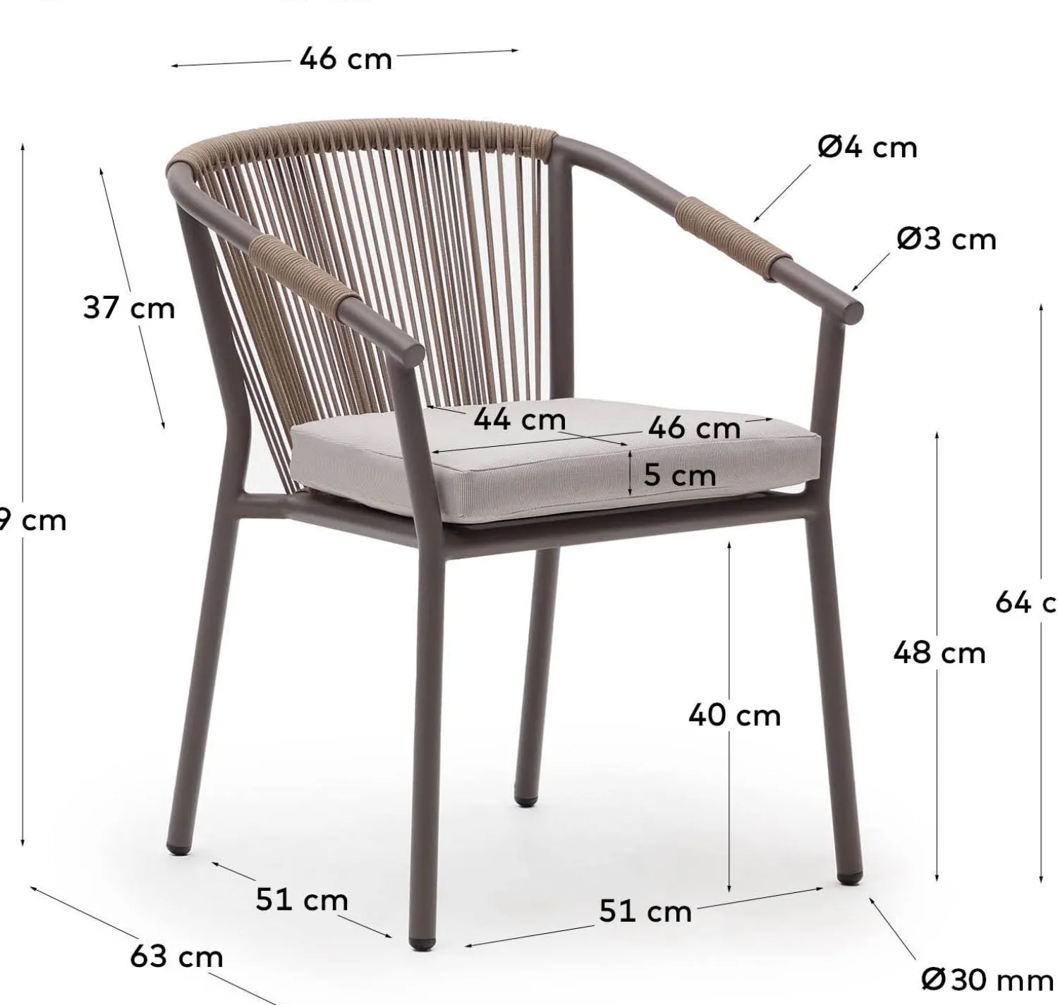 Tuinstoelen|Eetkamerstoelen Met Armleuning-Kave Home Xelida Tuinstoel Bruin, Beige