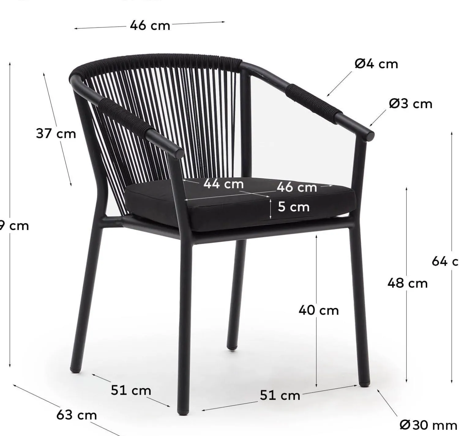 Tuinstoelen-Kave Home Xelida Tuinstoel Zwart