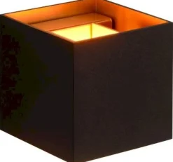 Wandlampen|Wandlampen-Lucide Xio Vierkant Wandlamp Zwart