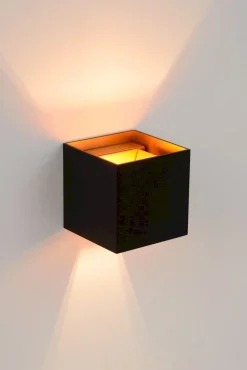 Wandlampen|Wandlampen-Lucide Xio Vierkant Wandlamp Zwart