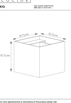 Wandlampen|Wandlampen-Lucide Xio Vierkant Wandlamp Zwart