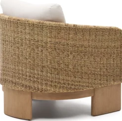 Tuinstoelen-Kave Home Xoriguer Outdoor Fauteuil Naturel, Wit