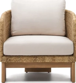Tuinstoelen-Kave Home Xoriguer Outdoor Fauteuil Naturel, Wit