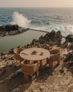 Tuinstoelen|Eetkamerstoelen Met Armleuning-Kave Home Xoriguer Tuinstoel Naturel, Beige