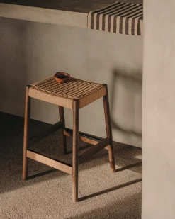 Tuinstoelen|Poefjes & Krukjes-Kave Home Yalia Outdoor Krukje Bruin, Naturel