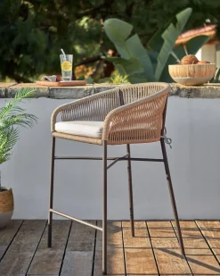 Tuinstoelen|Stoffen Barkrukken-Kave Home Yanet Barkruk Beige