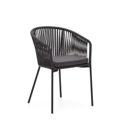 Tuinstoelen|Eetkamerstoelen Met Armleuning-Kave Home Yanet Tuinstoel Zwart