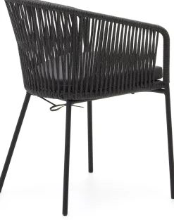 Tuinstoelen|Eetkamerstoelen Met Armleuning-Kave Home Yanet Tuinstoel Zwart