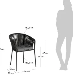 Tuinstoelen|Eetkamerstoelen Met Armleuning-Kave Home Yanet Tuinstoel Zwart