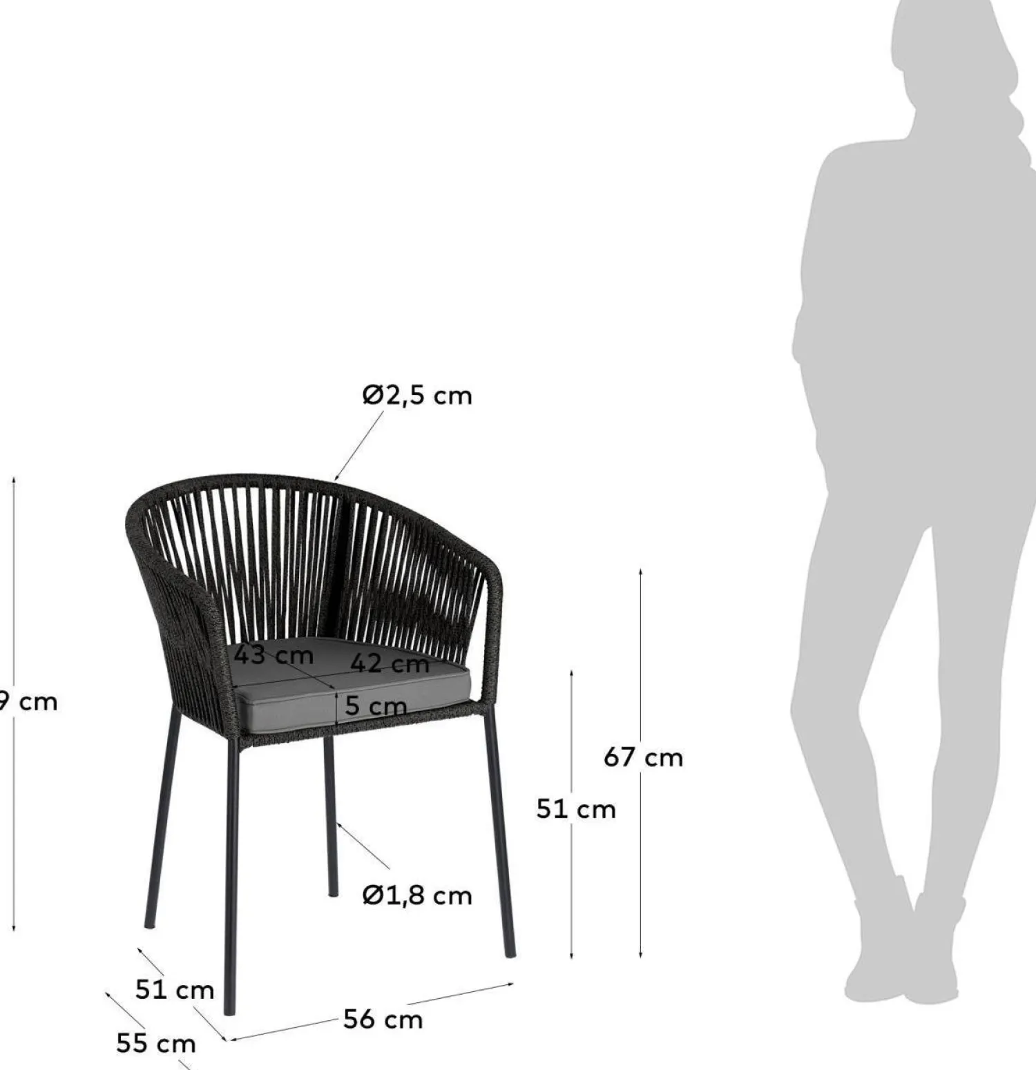 Tuinstoelen|Eetkamerstoelen Met Armleuning-Kave Home Yanet Tuinstoel Zwart