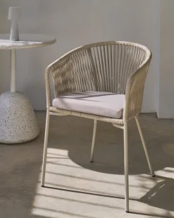 Tuinstoelen|Eetkamerstoelen Met Armleuning-Kave Home Yanet Tuinstoel Ecru