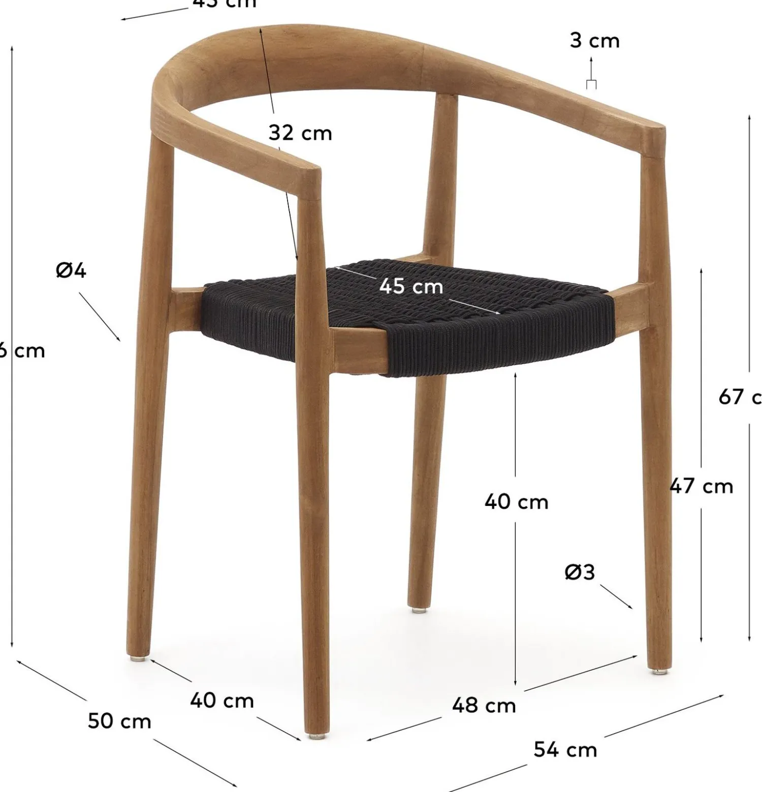 Tuinstoelen-Kave Home Ydalia Tuinstoel Zwart, Naturel