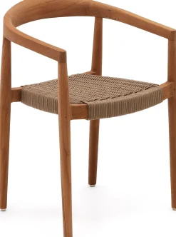 Tuinstoelen-Kave Home Ydalia Tuinstoel Bruin, Naturel