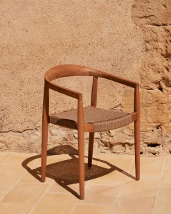 Tuinstoelen-Kave Home Ydalia Tuinstoel Bruin, Naturel