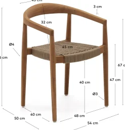 Tuinstoelen-Kave Home Ydalia Tuinstoel Bruin, Naturel