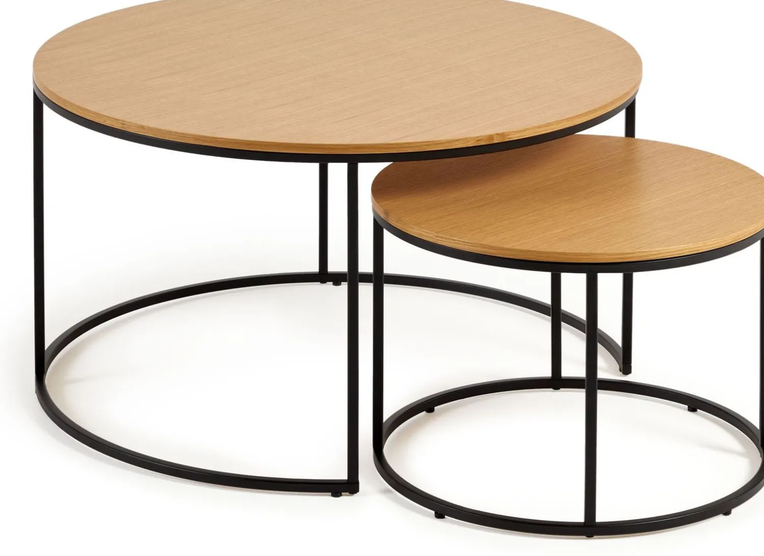 Houten Salontafels|Ronde Salontafels-Kave Home Yoana Salontafelset Naturel