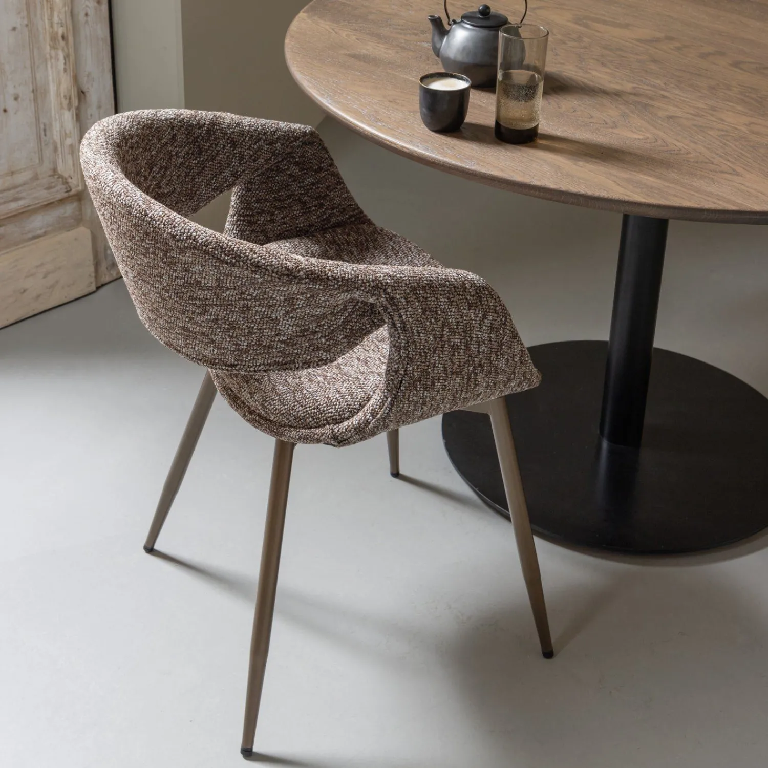 Eetkamerstoelen Met Armleuning-WOOOD Yossi Koper Metaal Eetkamerstoel Brown