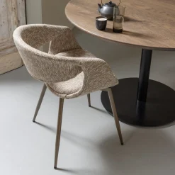 Eetkamerstoelen Met Armleuning-WOOOD Yossi Koper Metaal Eetkamerstoel Sand