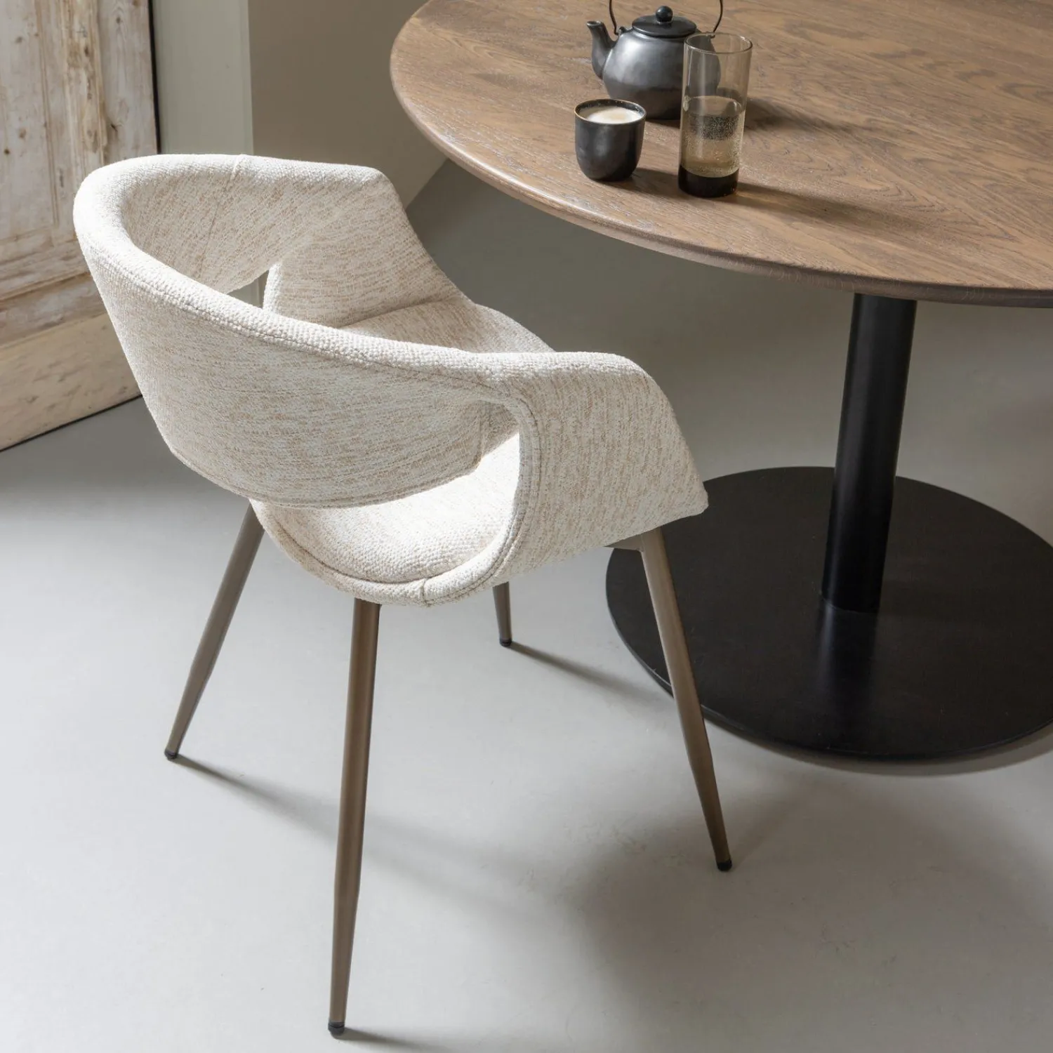 Eetkamerstoelen Met Armleuning-WOOOD Yossi Koper Metaal Eetkamerstoel Natural