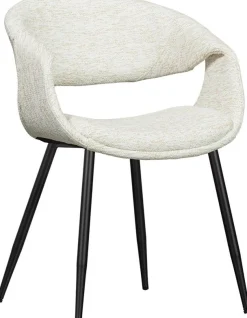 Eetkamerstoelen Met Armleuning-WOOOD Yossi Zwart Metaal Eetkamerstoel Natural