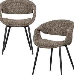 Eetkamerstoelen Met Armleuning-WOOOD Yossi Zwart Metaal Eetkamerstoel Brown