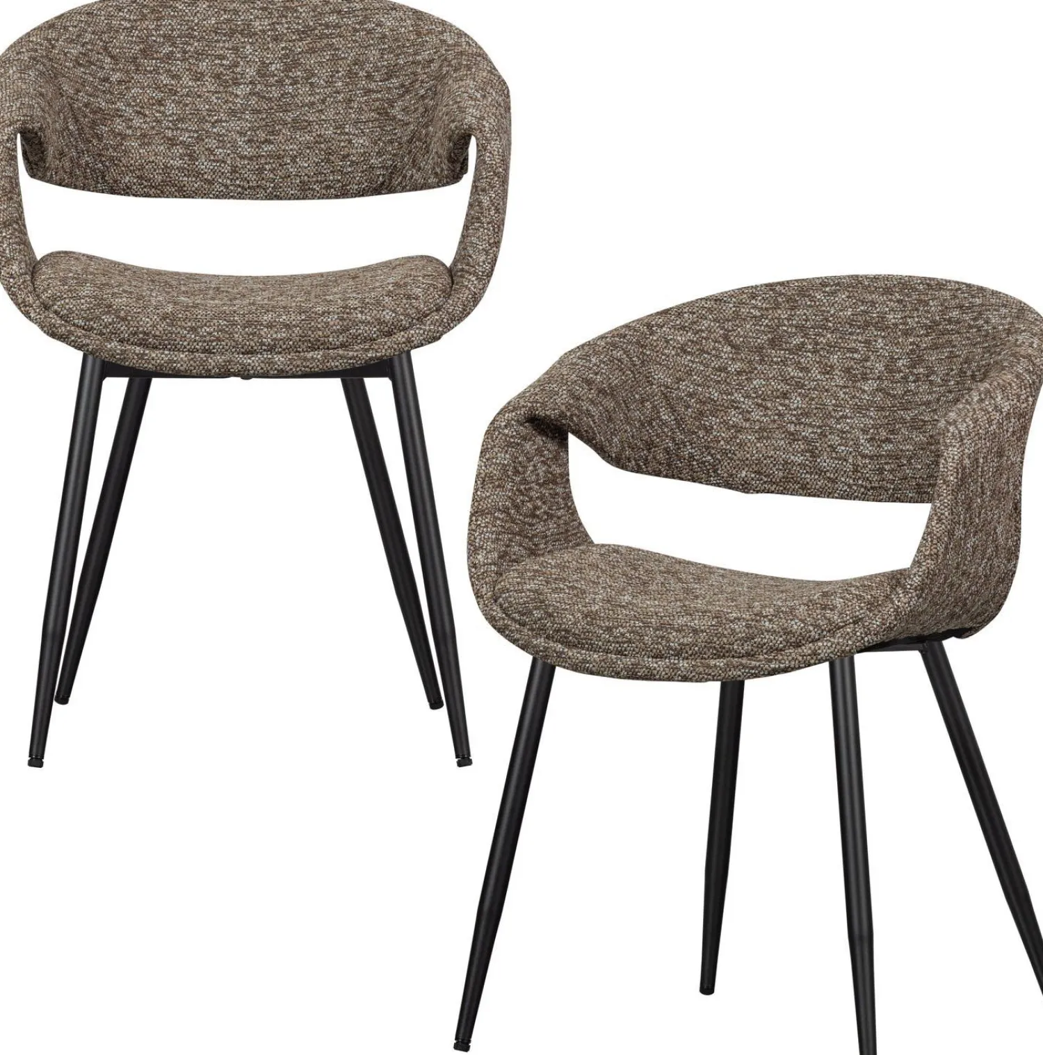 Eetkamerstoelen Met Armleuning-WOOOD Yossi Zwart Metaal Eetkamerstoel Brown